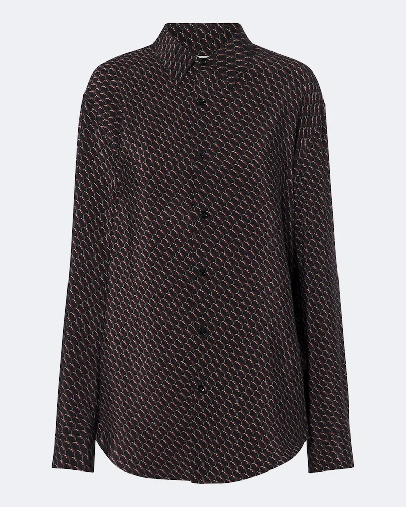 Saint Laurent Hemd Cassandre aus Seide Schwarz