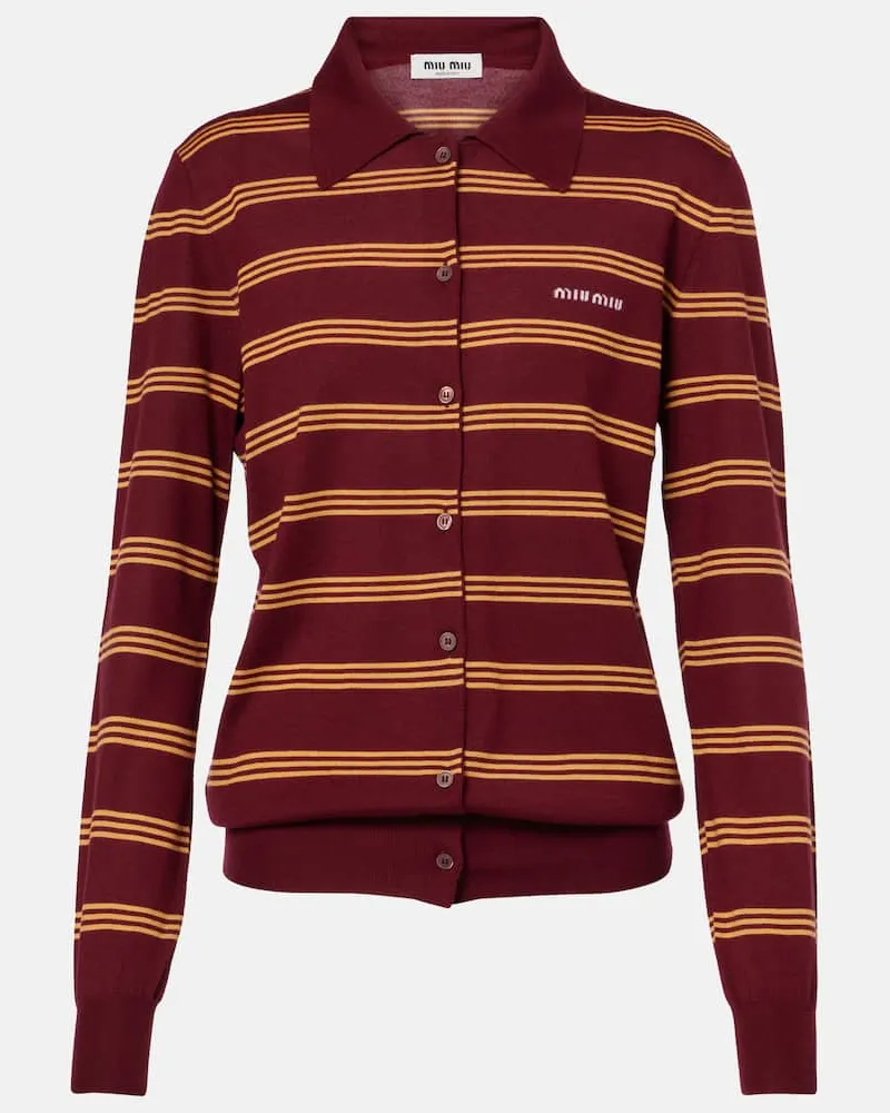 Miu Miu Cardigan aus Kaschmir und Seide Burgund