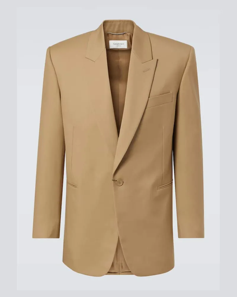 Saint Laurent Blazer aus Woll-Gabardine Beige
