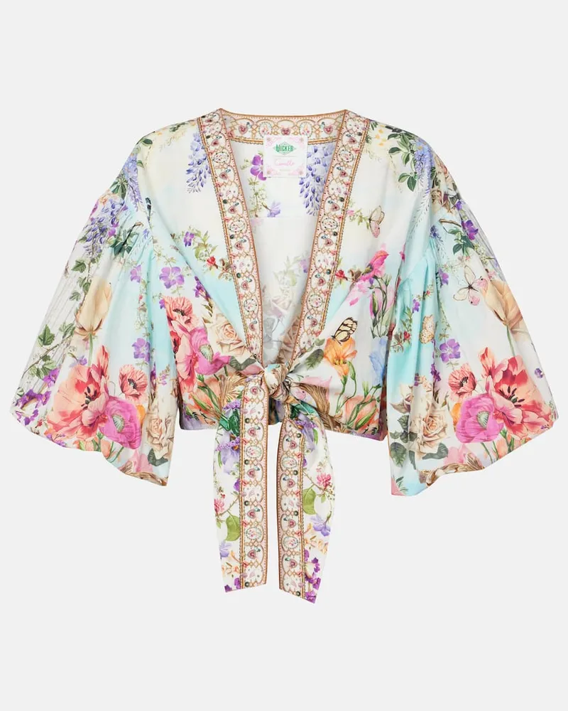 Camilla Bedrucktes Cropped-Top aus Baumwolle Multicolor