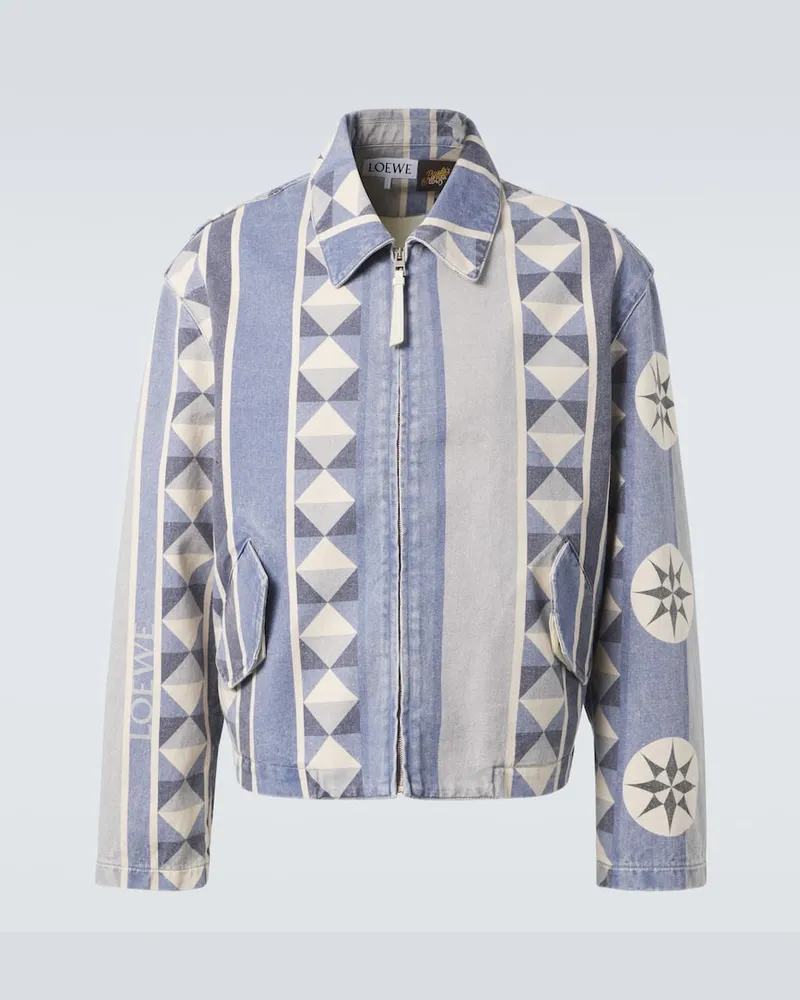 Loewe Paula's Ibiza Bedrucktes Blouson aus Denim Blau
