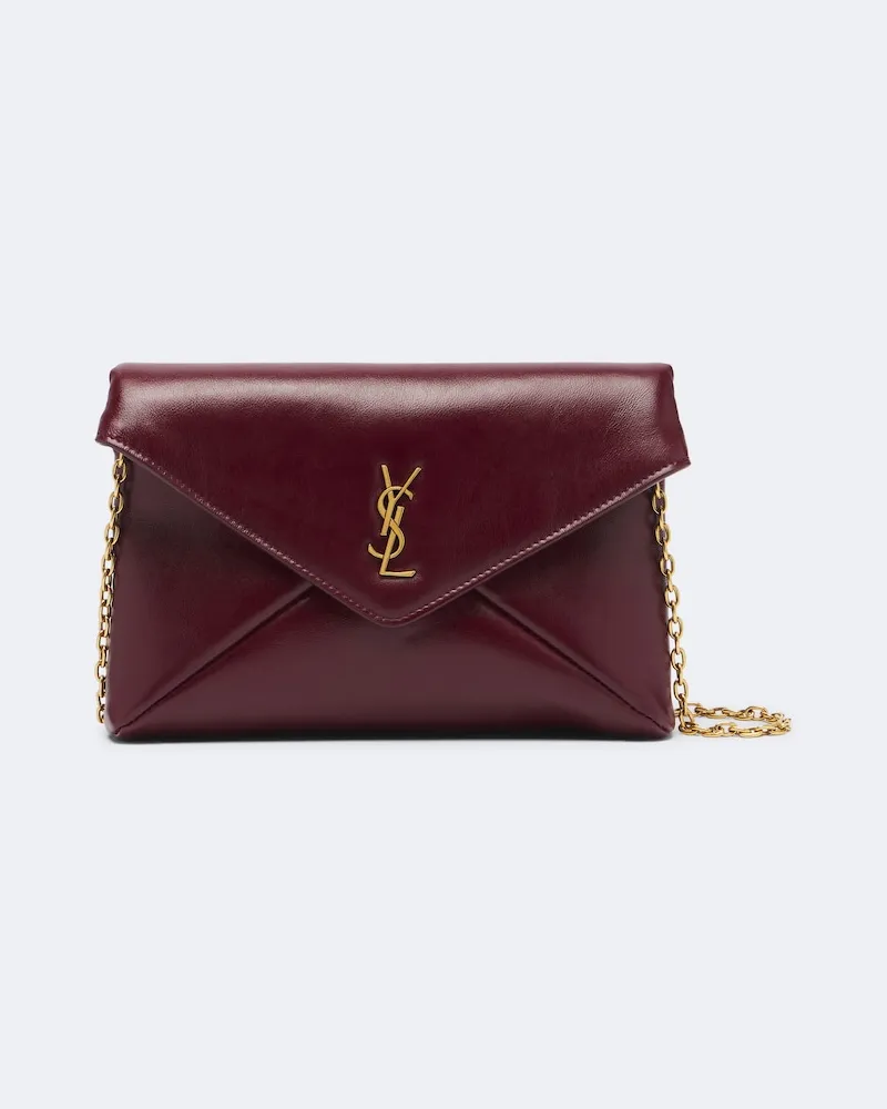 Saint Laurent Etui mit Kettenriemen Cassandre Small aus Leder Burgunderrot