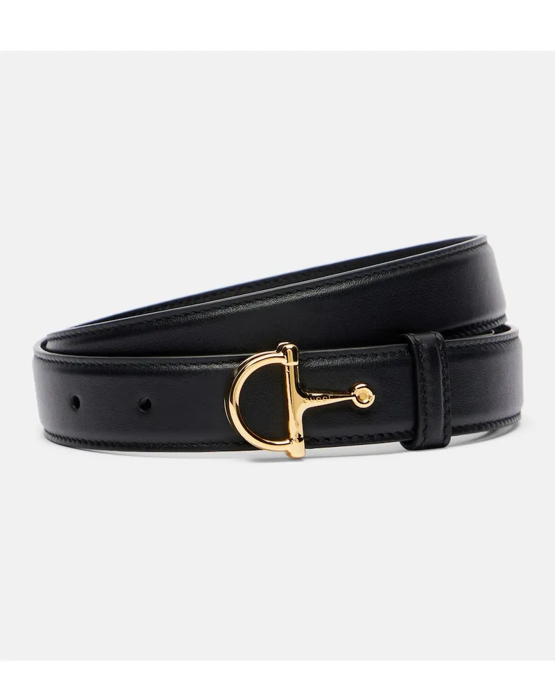Gucci Gürtel Horsebit aus Leder Schwarz