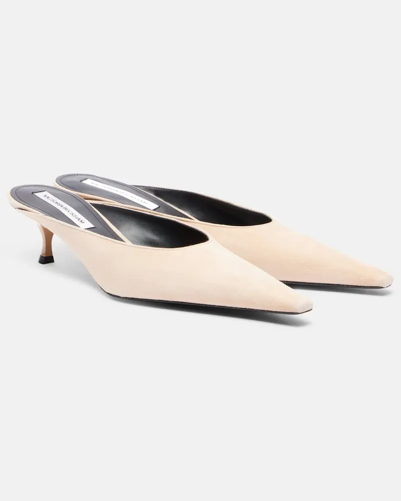 Victoria Beckham Mules 45 aus Veloursleder Beige