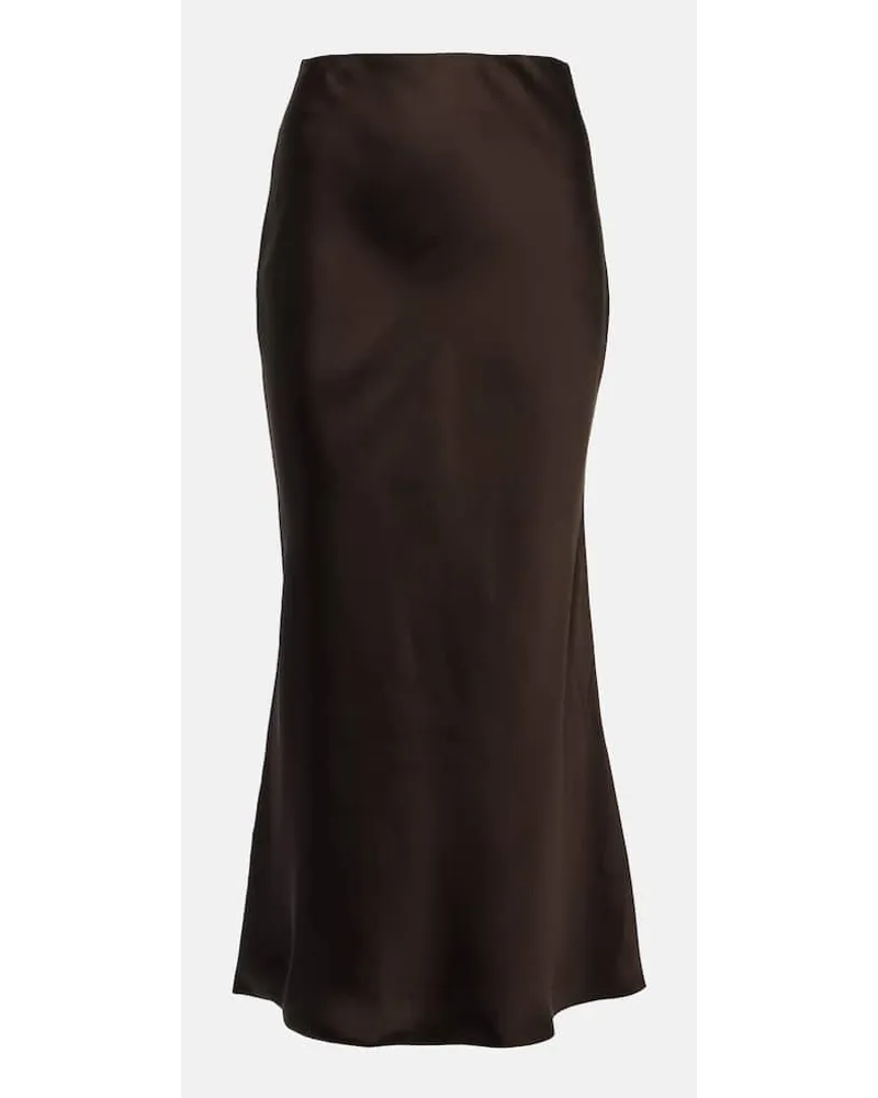Norma Kamali Midirock Bias Obi aus Satin Braun