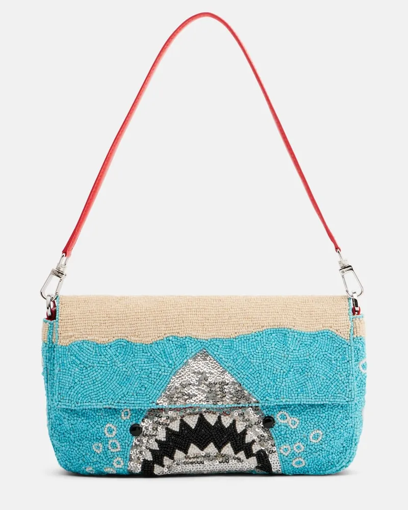 STAUD Verzierte Schultertasche Tommy Blau