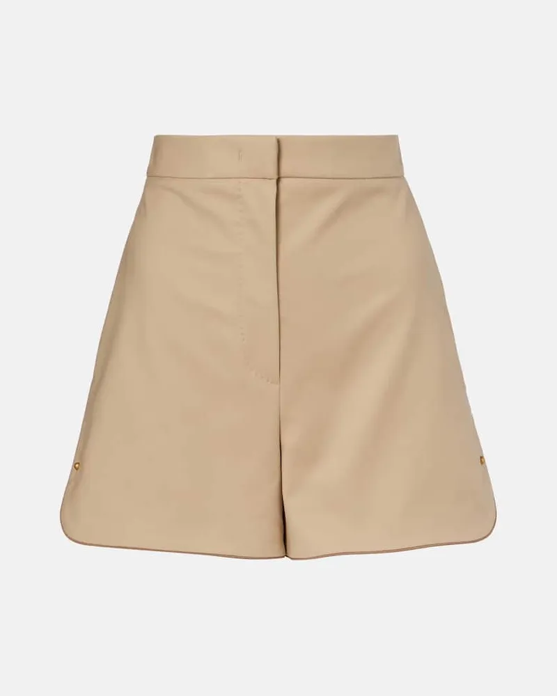 Max Mara High-Rise Shorts Orbita aus einem Baumwollgemisch Beige