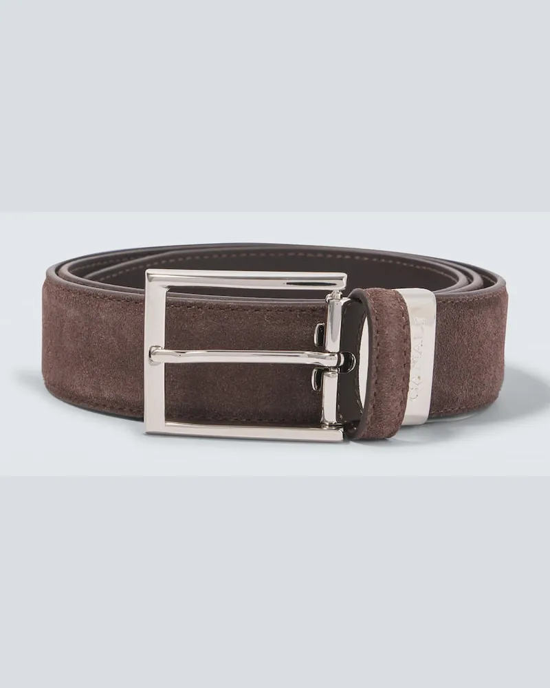 Canali Gürtel aus Veloursleder Braun