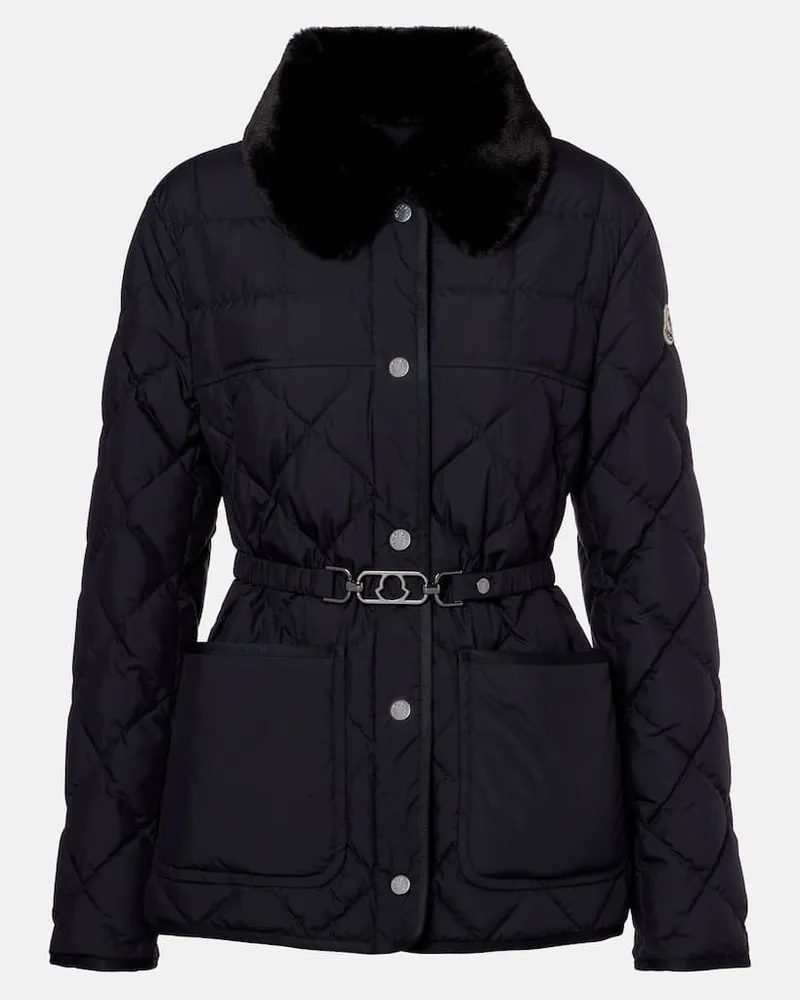 Moncler Daunenjacke Cygne mit Faux Fur Blau