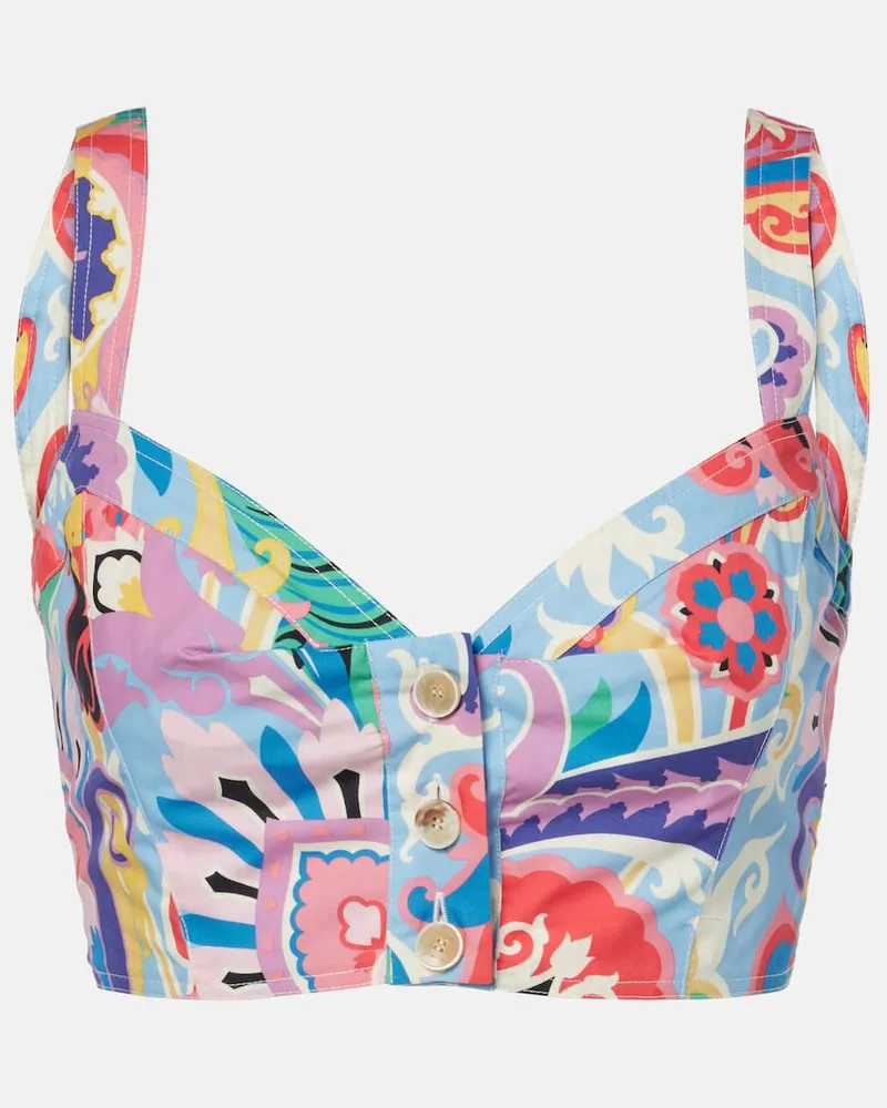 Etro Bedrucktes Cropped-Top aus Baumwolle Multicolor