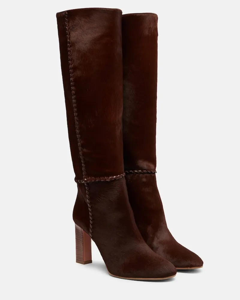 Aquazzura Stiefel Indy 85 aus Kalbshaar Braun