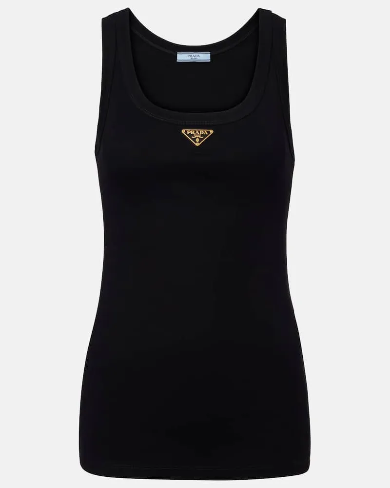 Prada Top aus Rippstrick Schwarz