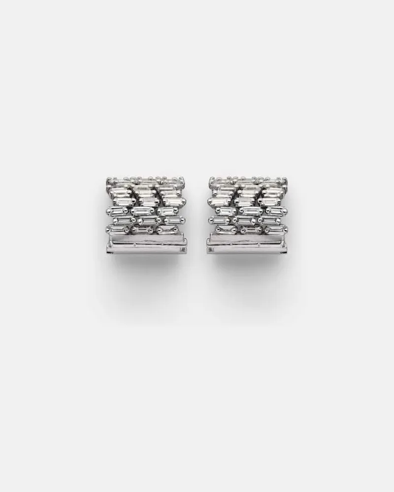 Suzanne Kalan Ohrringe Rondelle aus 18kt Weißgold mit Diamanten Silber