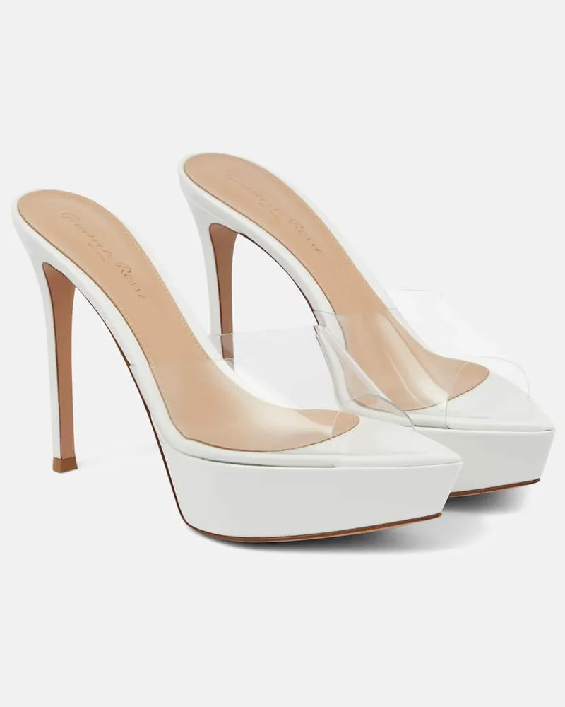 Gianvito Rossi Pantoletten Betty 85 mit Leder Weiß
