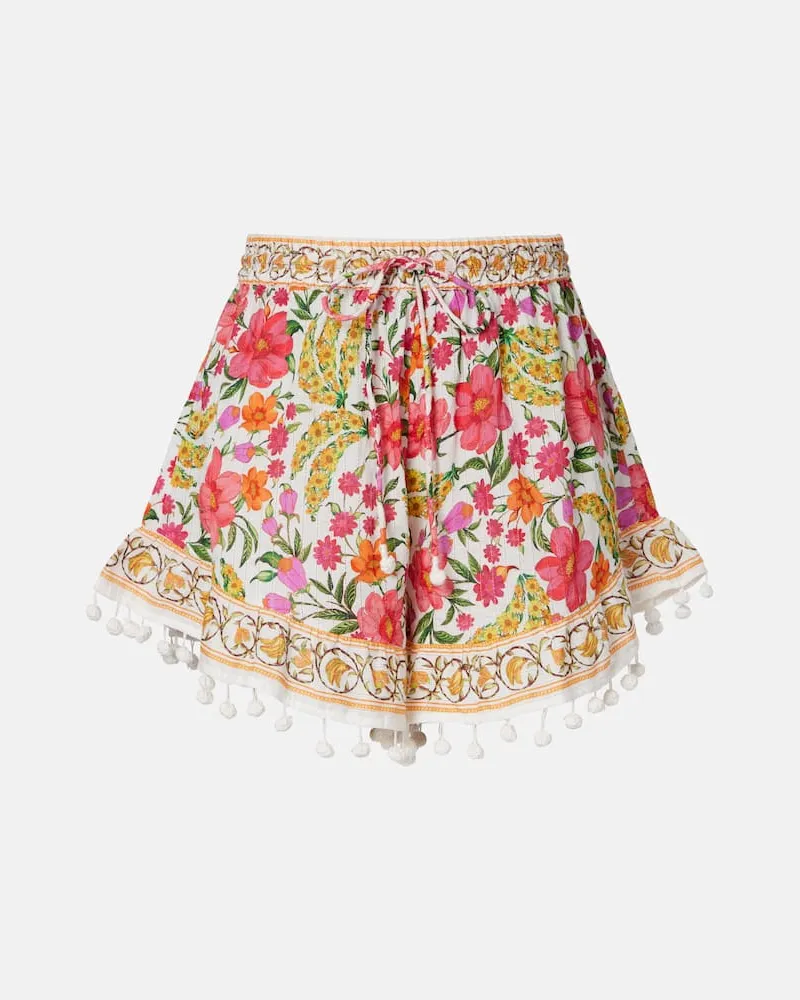 FARM Rio Verzierte Shorts Banana Flowers aus Baumwolle Multicolor
