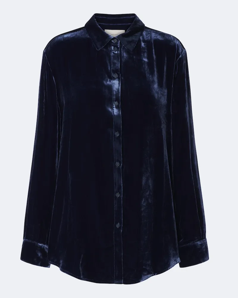 ASCENO Hemd London aus Samt Blau