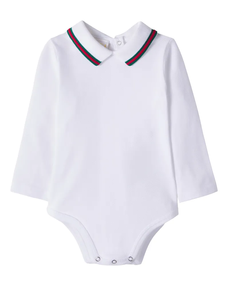 Gucci Baby Spieler Web Stripe aus einem Baumwollgemisch Weiß