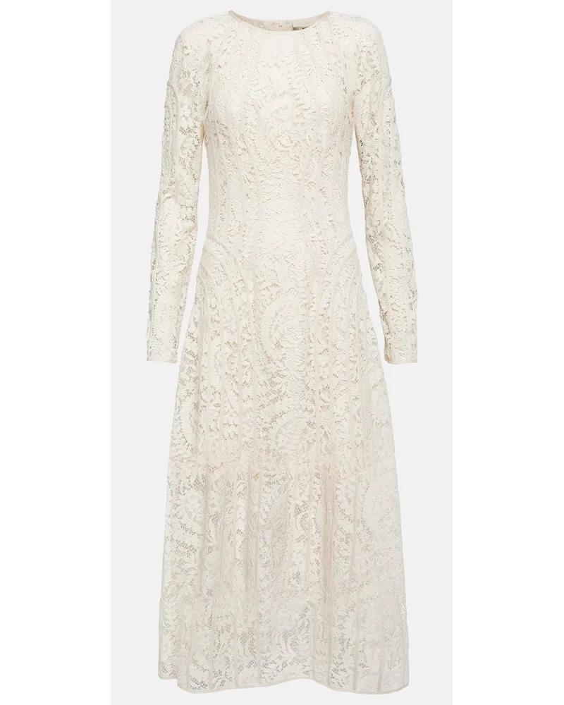 Zimmermann Midikleid Devi aus Spitze Beige