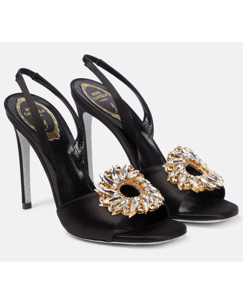 René Caovilla Sandalen Amanda 105 aus Satin Schwarz
