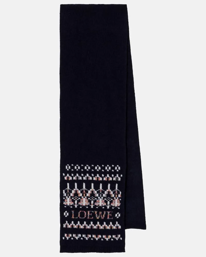 Loewe Schal aus einem Wollgemisch mit Pailletten Schwarz