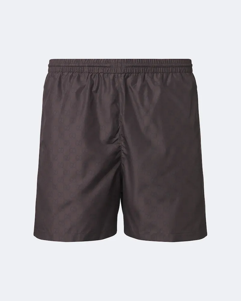 Gucci Badeshorts GG aus Popeline Braun