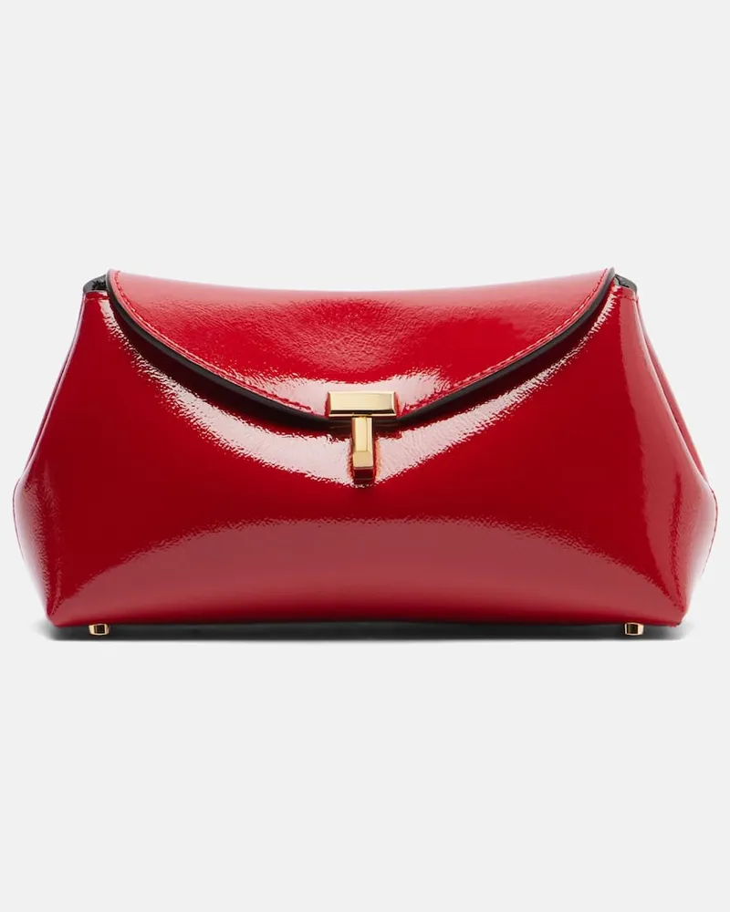 Totême Clutch T-Lock Mini aus Lackleder Rot