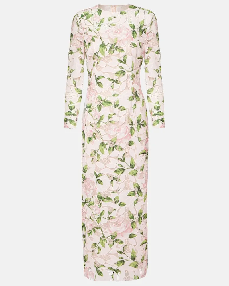 Oscar de la Renta Maxikleid aus Guipure-Spitze Rosa