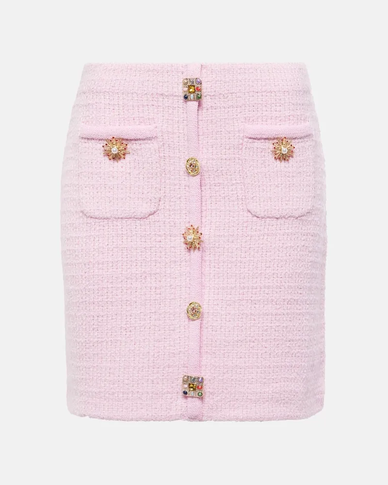 Self-Portrait Verzierter Minirock aus Strick Rosa