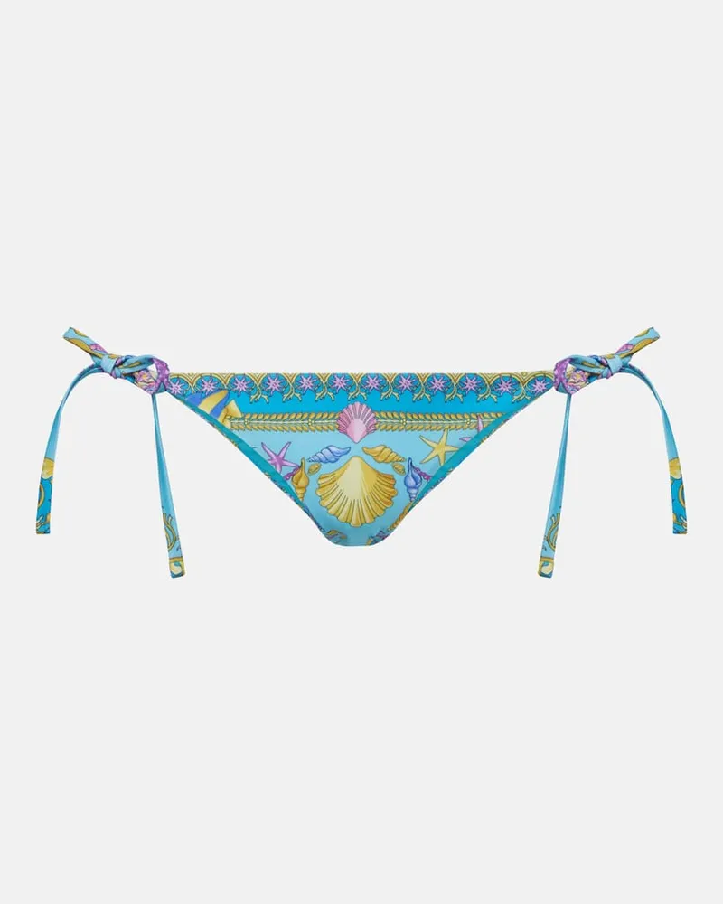 Versace Bedrucktes Bikini-Höschen Blau