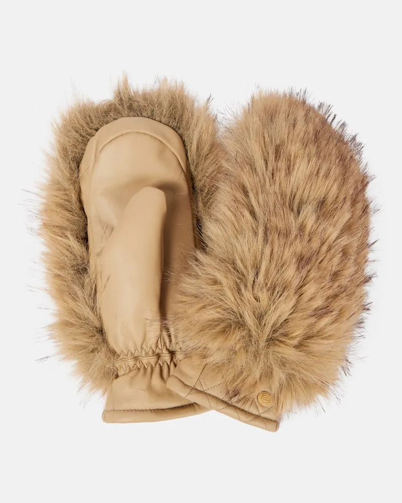 GOLDBERGH Skifäustlinge Hill aus Leder mit Faux Fur Beige