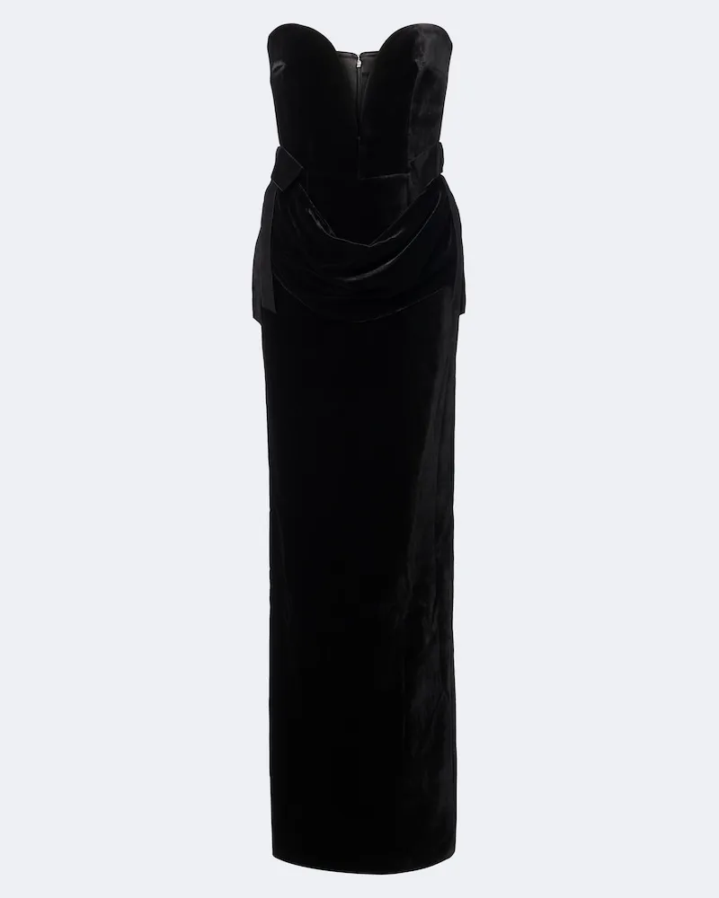 The New Arrivals Ilkyaz Ozel Bustier-Robe Delphis aus Samt Schwarz