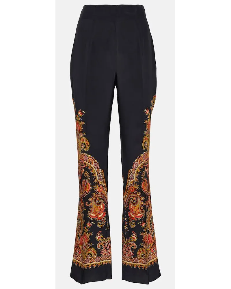 Etro High-Rise-Hose aus Seide Schwarz