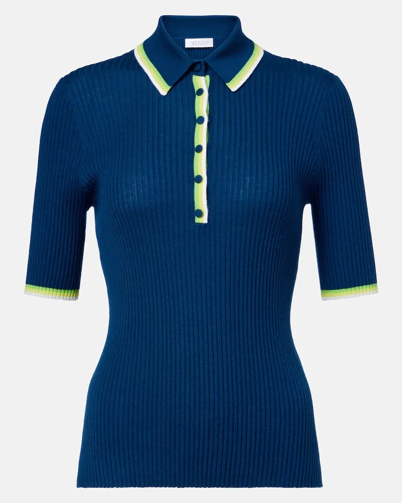 Gabriela Hearst Poloshirt Perro aus Kaschmir und Seide Blau