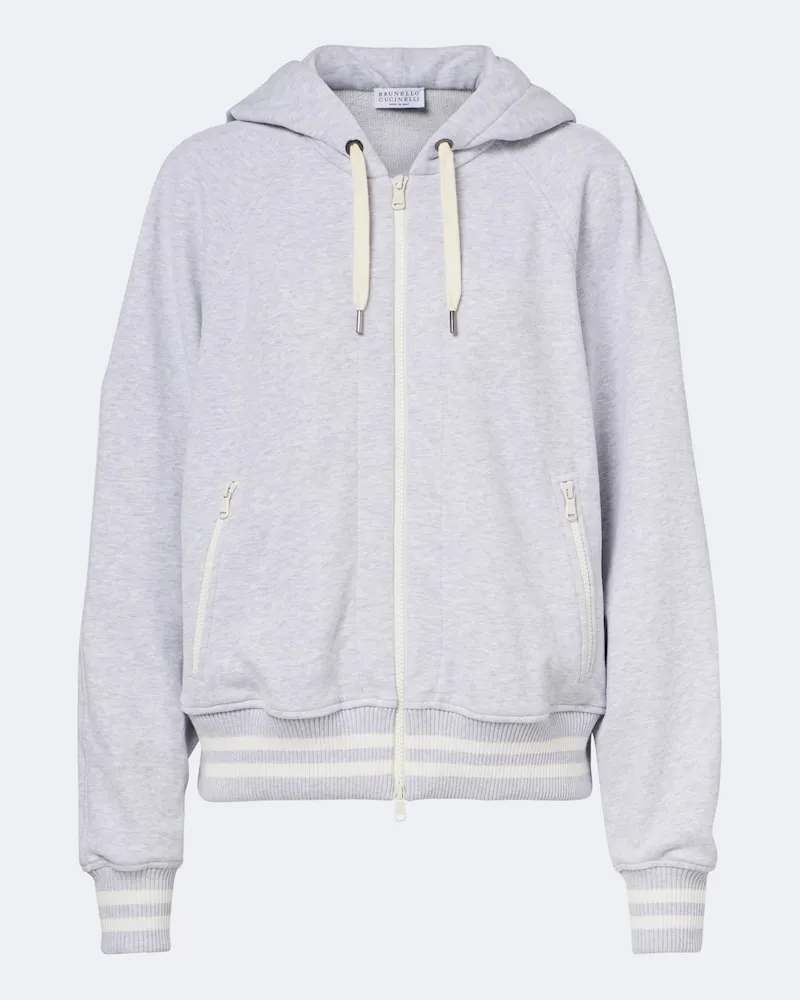 Brunello Cucinelli Kapuzenjacke aus Baumwoll-Jersey Grau