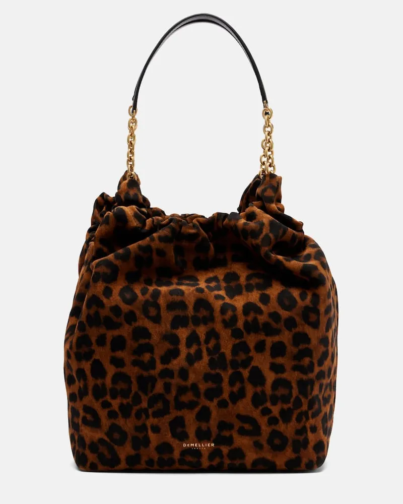 DeMELLIER Schultertasche Miami Medium aus Veloursleder Braun