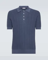 Brunello Cucinelli Polohemd aus Strick Blau