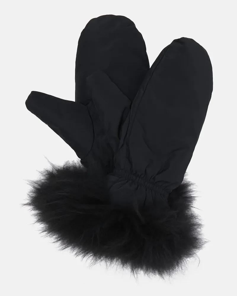 Yves Salomon Handschuhe mit Wolle Schwarz