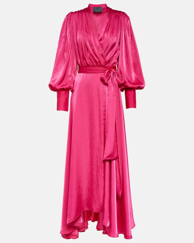 COSTARELLOS Wickelkleid Stila aus Satin Pink