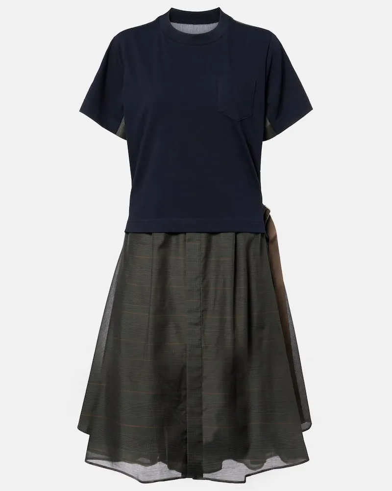 Sacai Midikleid mit Jersey Blau