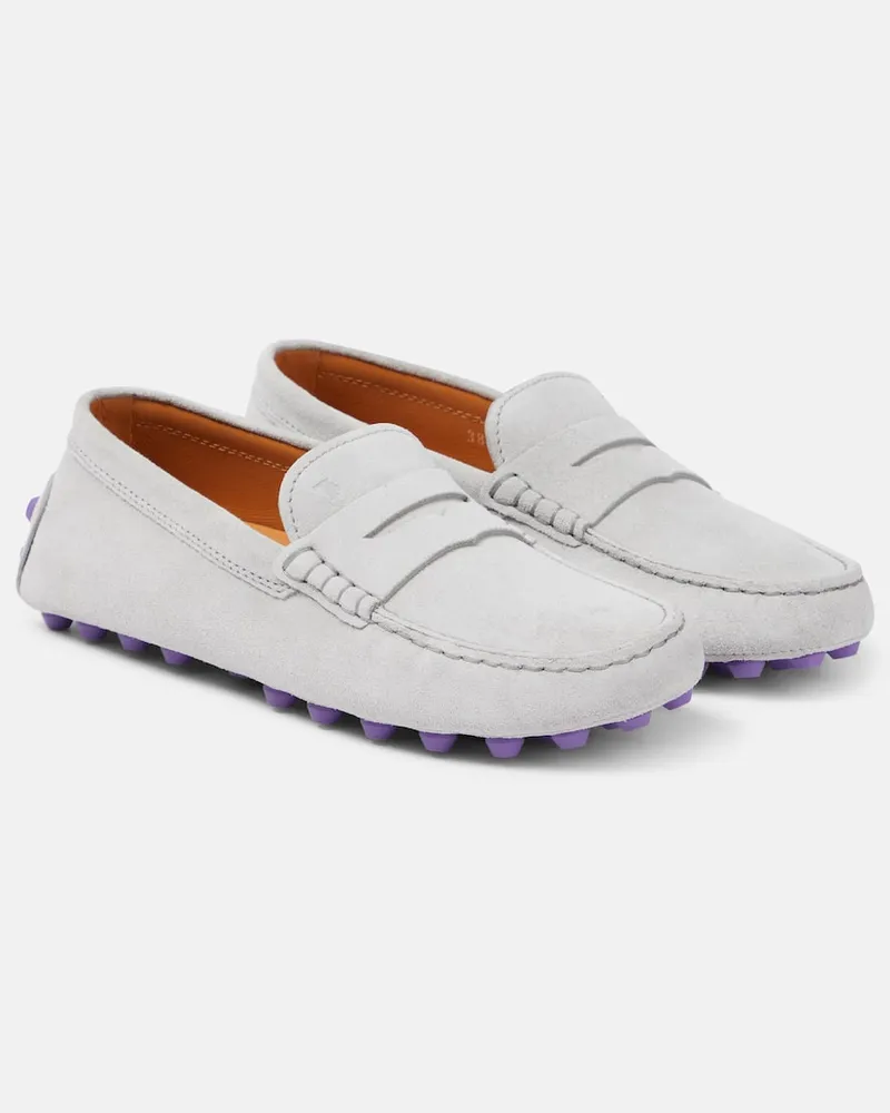 TOD'S Mokassins Gommino Bubble aus Veloursleder Weiß
