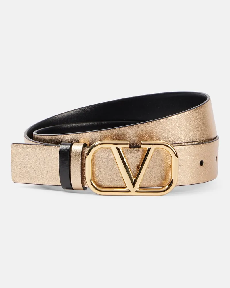 Valentino Garavani Gürtel VLogo Signature aus Metallic-Leder Gold
