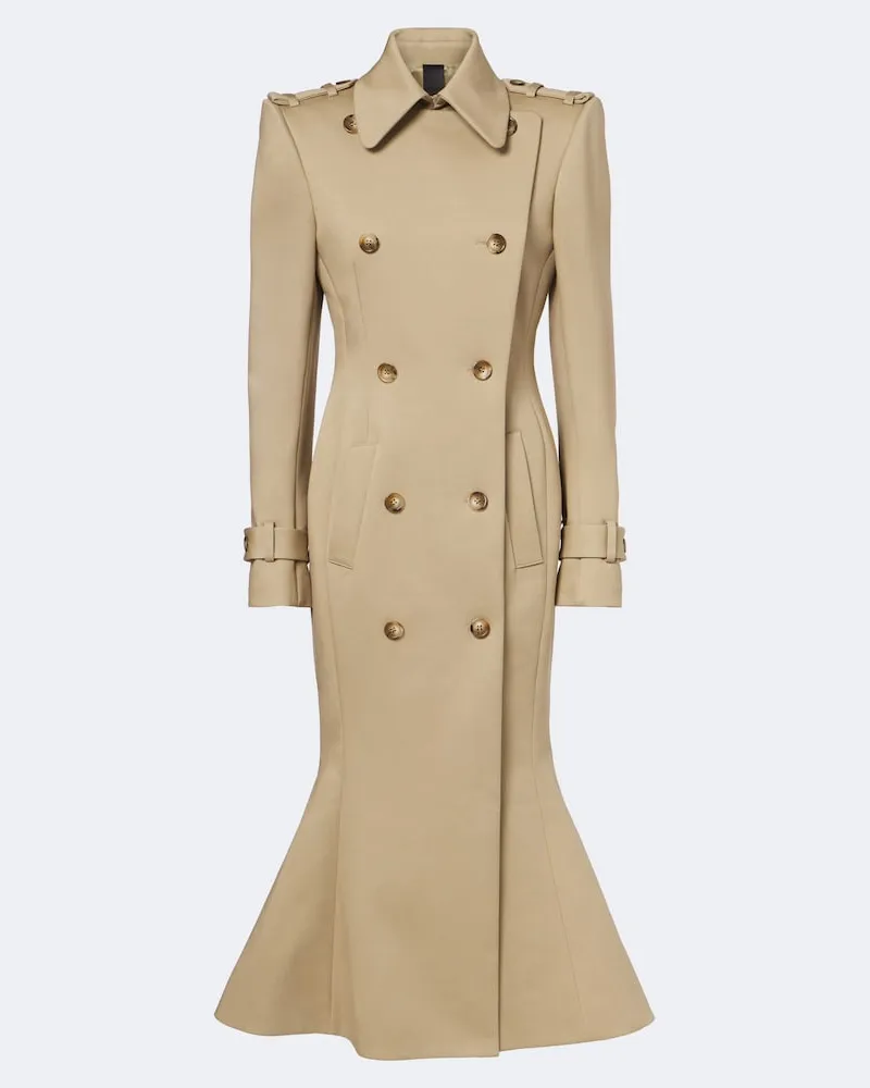 Thierry Mugler Trenchcoat Peplum aus einem Baumwollgemisch Beige