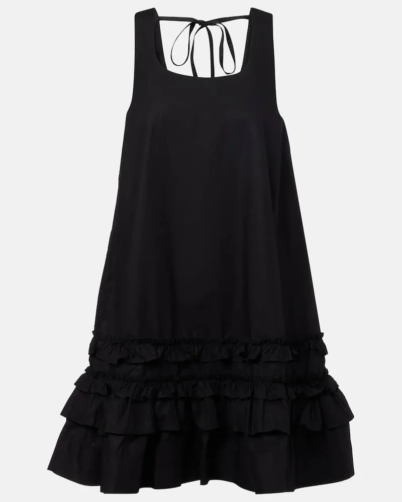 Ganni Minikleid aus Baumwollpopeline Schwarz