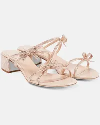 René Caovilla Sandalen Caterina 40 aus Satin mit Kristallen Beige