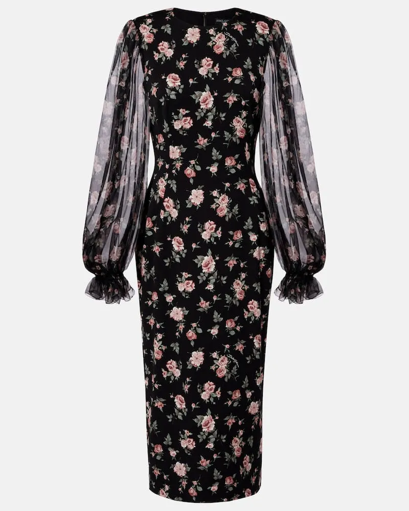 Dolce & Gabbana Midikleid aus einem Seidengemisch Schwarz