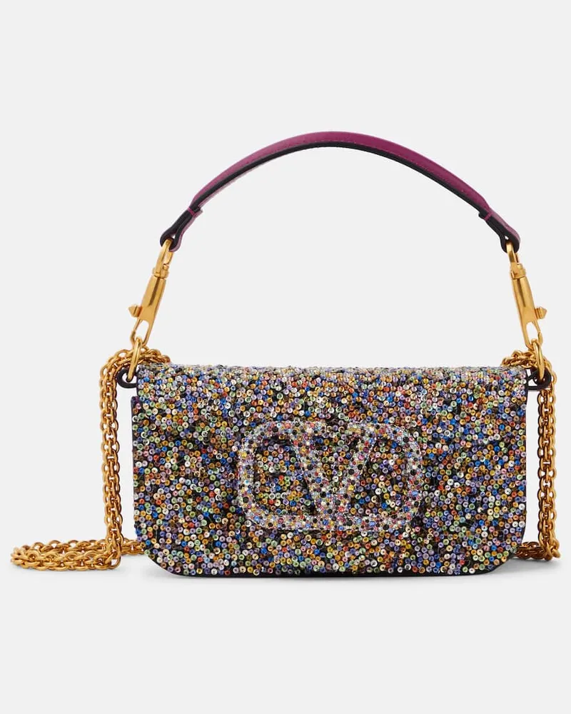 Valentino Garavani Schultertasche Loco Small mit Kristallen Multicolor