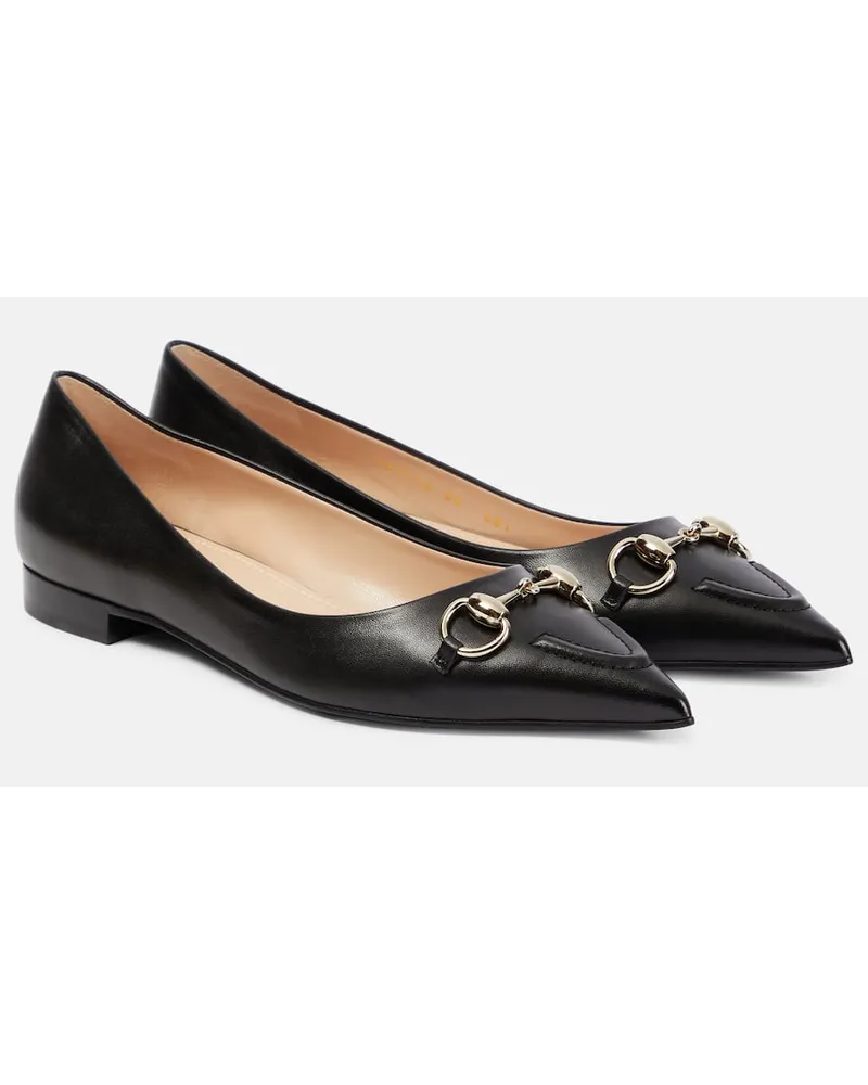 Gucci Ballerinas Horsebit aus Leder Schwarz