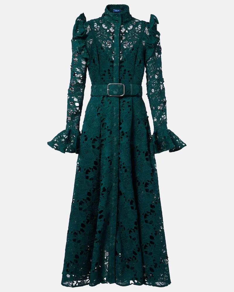 LEO LIN Midikleid Aliyah mit Spitze Grün