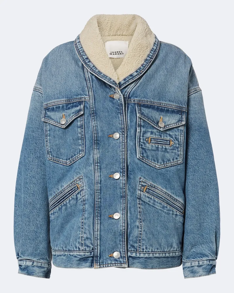 Isabel Marant Jeansjacke Pimia mit Fleece Blau