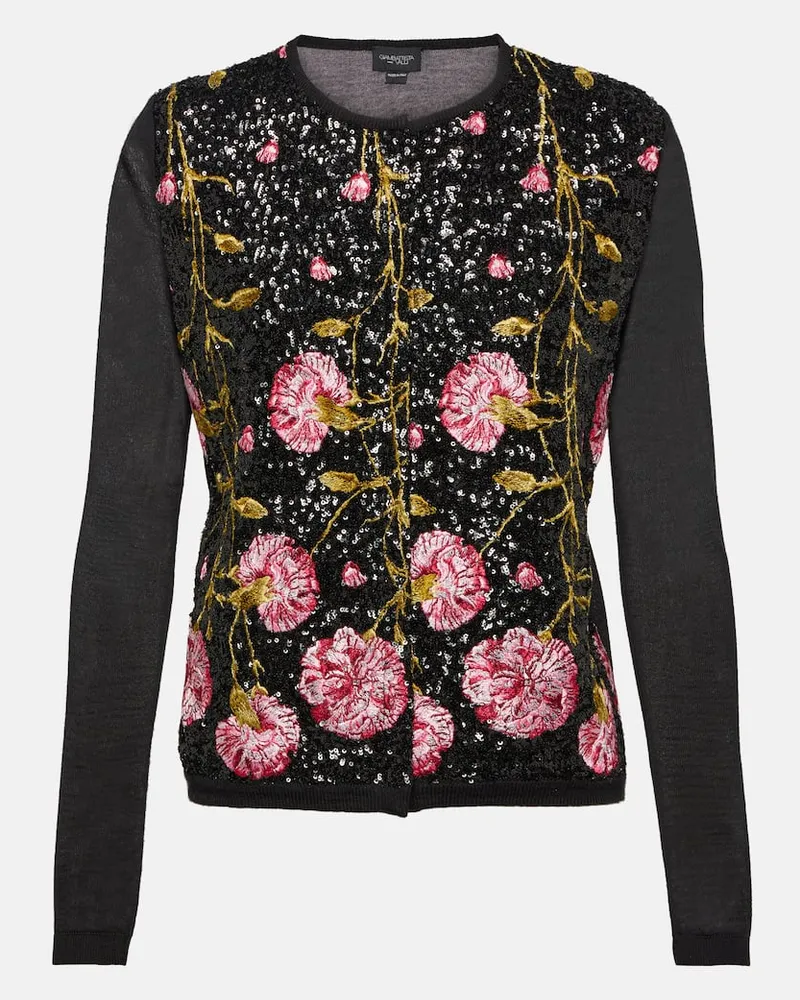 Giambattista Valli Bestickter Cardigan aus Kaschmir und Seide Schwarz